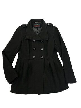Miss Sixty M60 Black Wool Blend Pea Coat Jacket Womens M